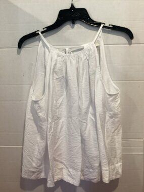 T100-Ladies A New Day White Halter Sun Tank Top With Tie Closure Size Medium